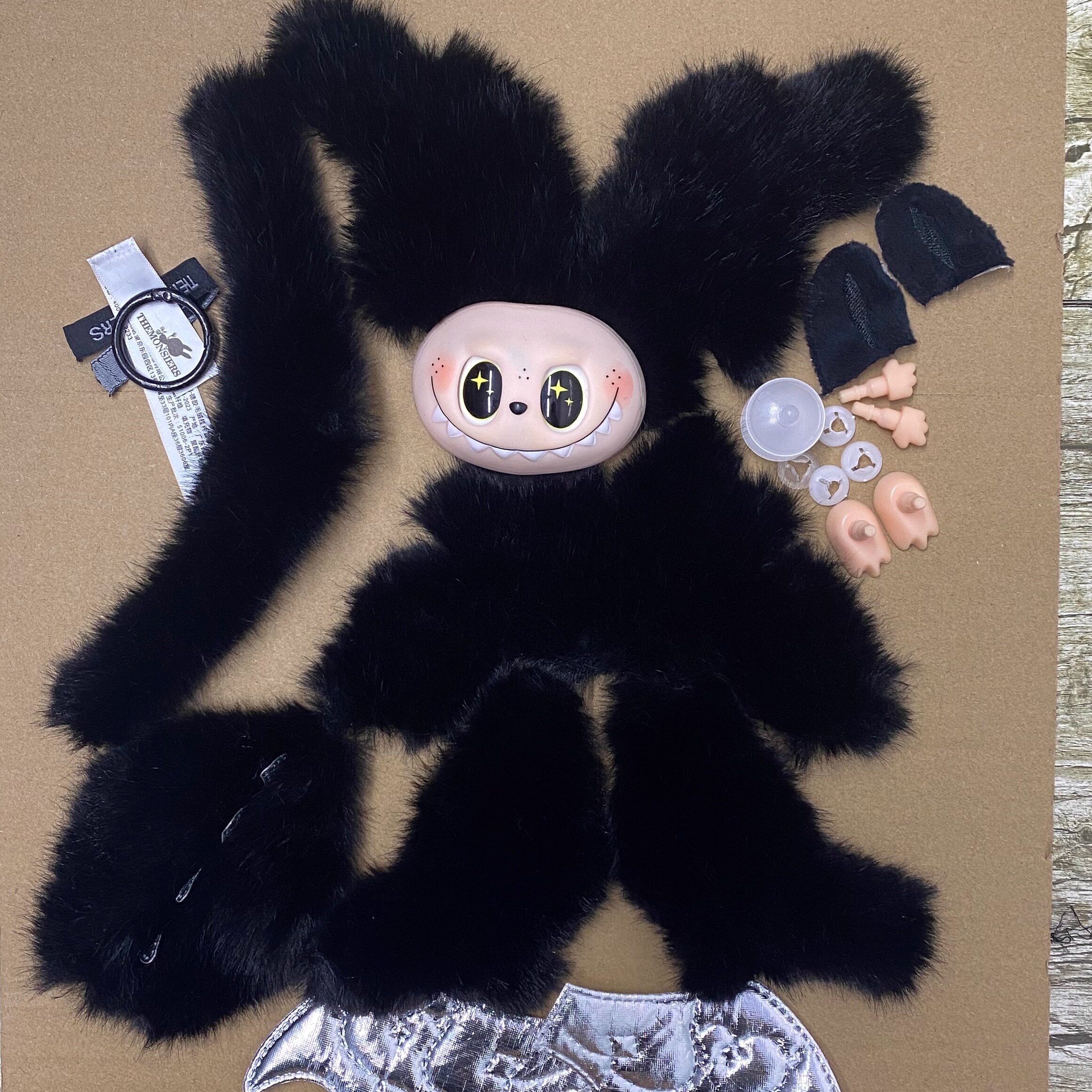 拉布布手工diy材料包拉布布小恶魔手脚搪胶脸部玩偶扎染毛绒辅料