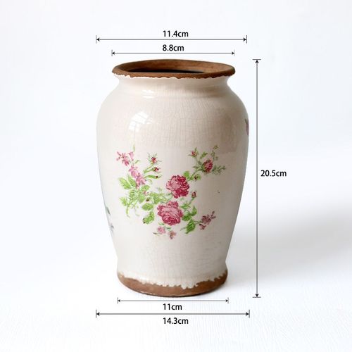 复古花瓶陶瓷高级感花器创意花瓶水培做旧冰裂纹花瓶