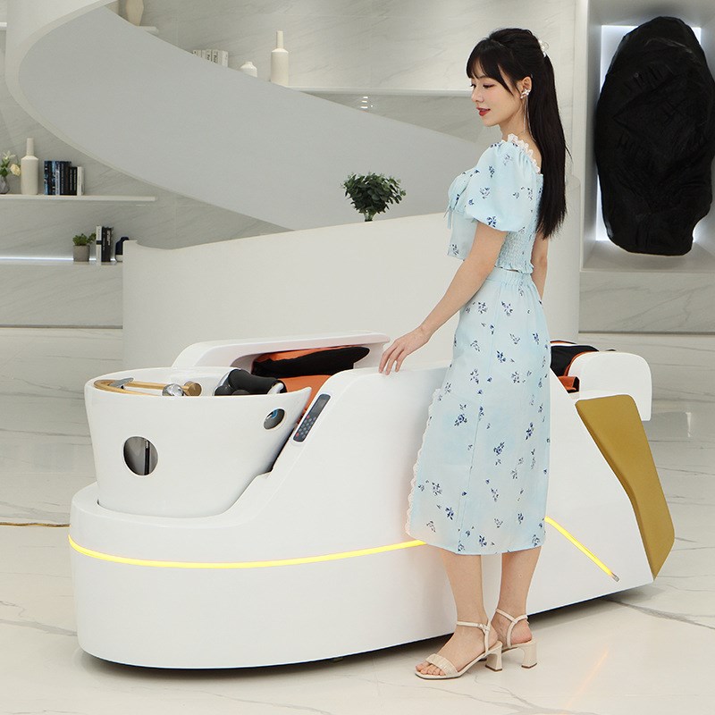 全自动智能电动按摩洗头床美发店发廊陶瓷盆洗头冲水按摩一体