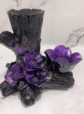 树根花朵水晶球底座 树脂工艺品底座 时尚花朵球托，创意居家摆