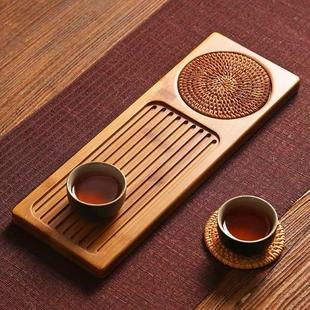 手工实木排水泡简约功夫茶具茶托海托盘小 竹木茶盘干泡台家用日式