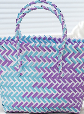 PP手工编织菜篮子包包伴手礼大容量百搭休闲编织包手提包现货批发