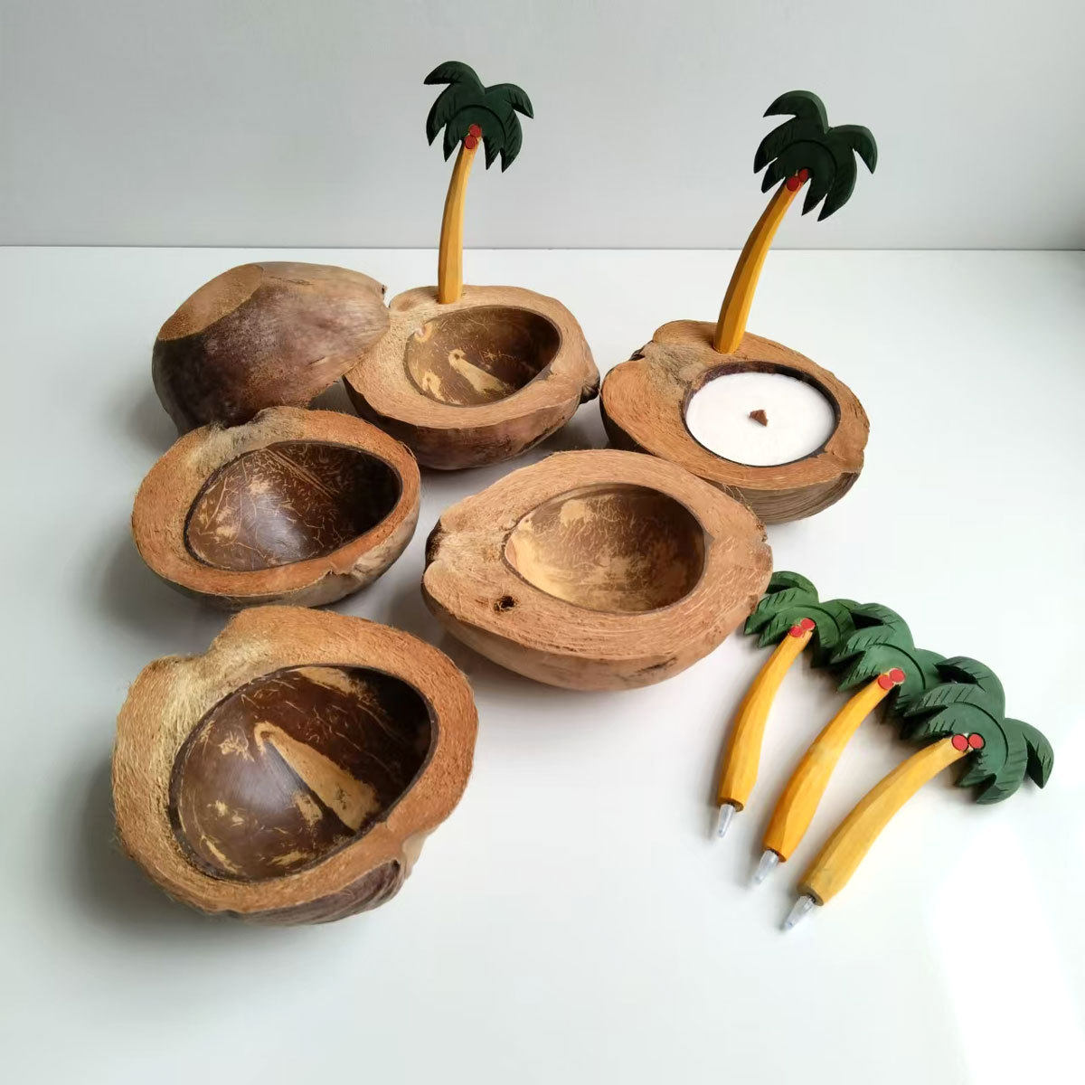 酒店装饰香薰蜡烛碗原生椰子壳碗椰木碗椰树笔创意装饰碗居家摆件,家居饰品,香托/香盘/香座/香插,淘宝优惠券,粉丝福利购,淘宝优惠卷