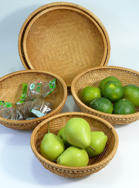 烟熏竹编馒头筐圆簸箕防虫竹制品