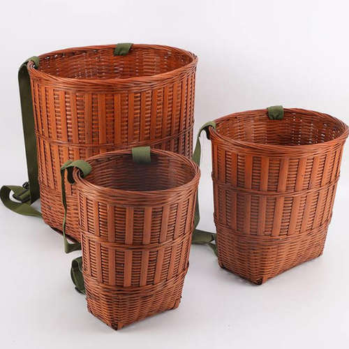 竹背篓复古色收纳采摘竹编竹篓子