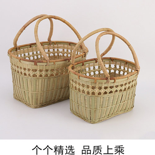 手工竹编手提菜篮子编织收纳篮