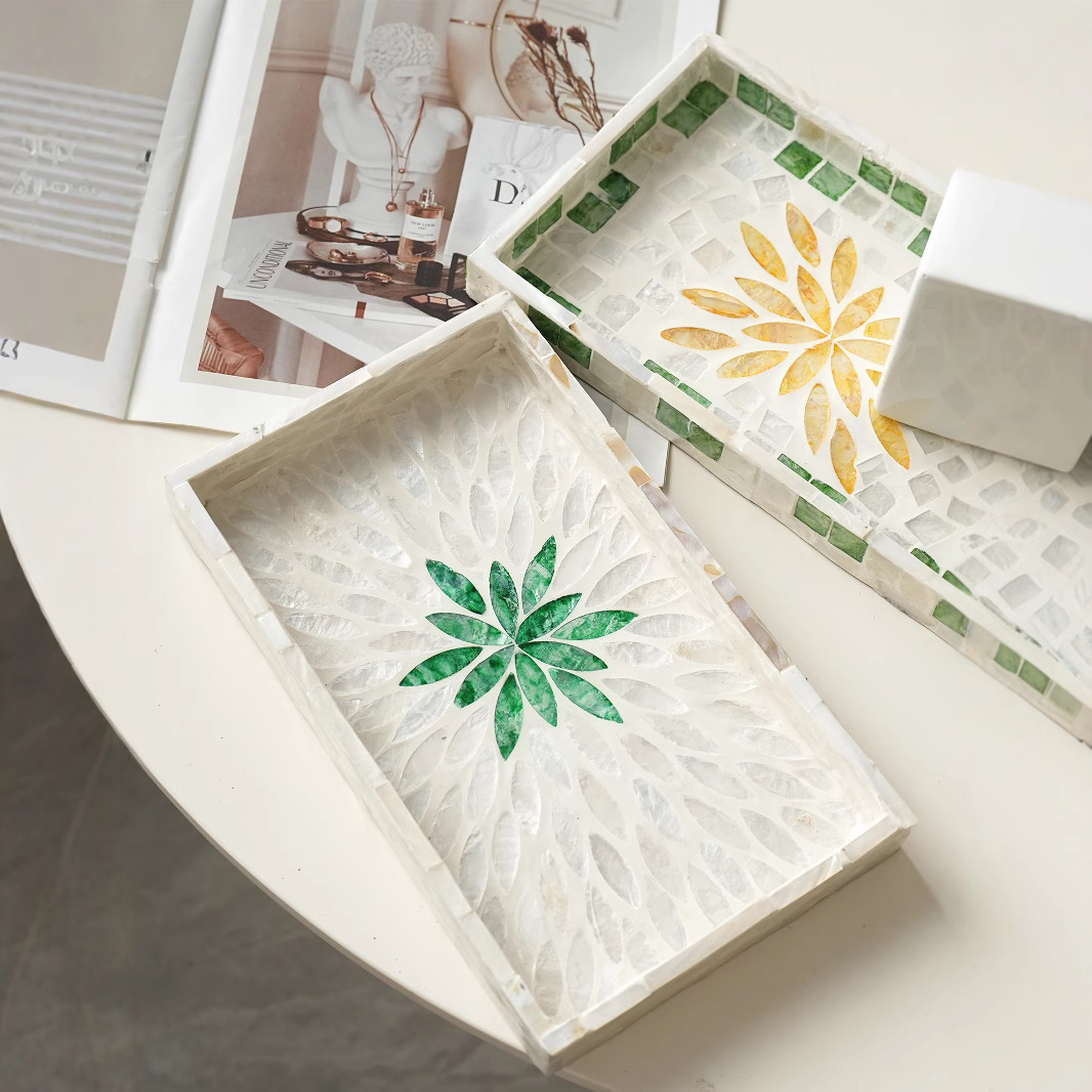 天然贝壳托盘家用客厅茶盘果盘