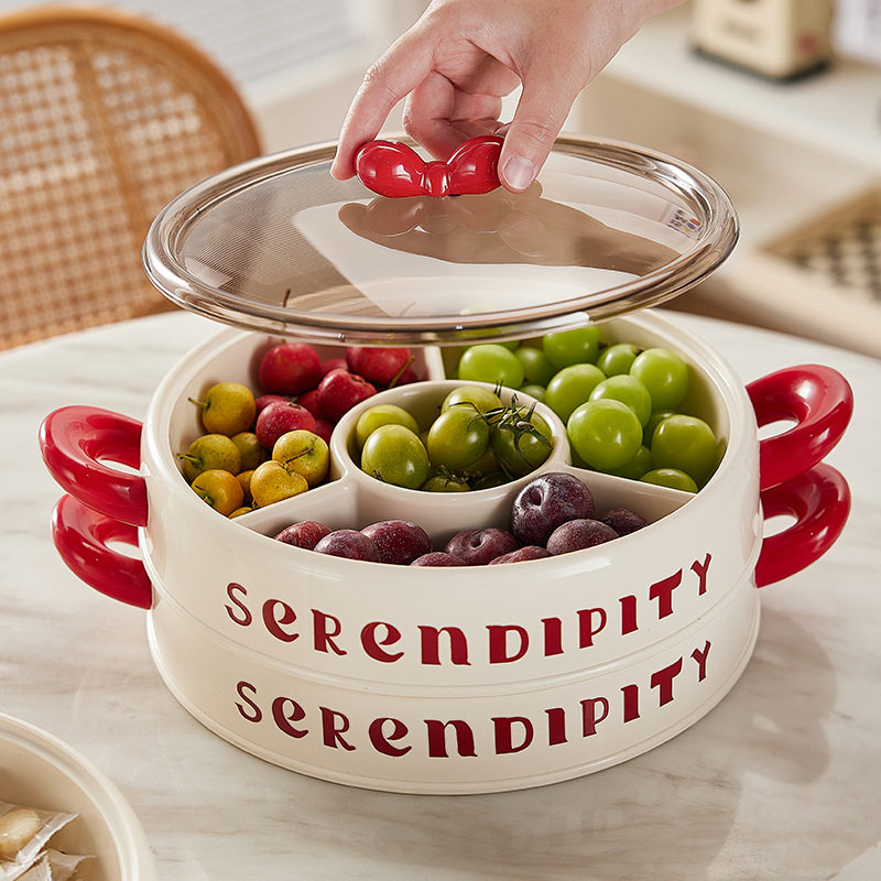 四宫格干果盘零食家用客厅茶几干果盒蝴蝶结糖果盒瓜子坚果收纳盒,餐饮具,果盆/果盘/果篮,淘宝优惠券,粉丝福利购,淘宝优惠卷