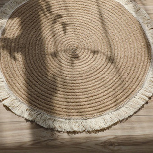 地毯民宿地铺茶几圆形卧室坐垫北欧棉绳编制地垫家用阳台棉麻坐垫