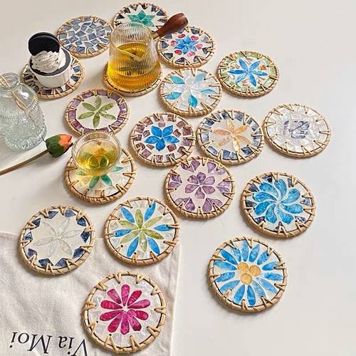 东南亚彩色贝壳隔热杯垫贝壳垫