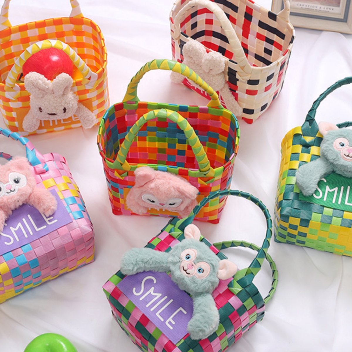 手工编织菜篮子包伴手礼手提袋儿童卡通可爱夏天海边沙滩小包收纳