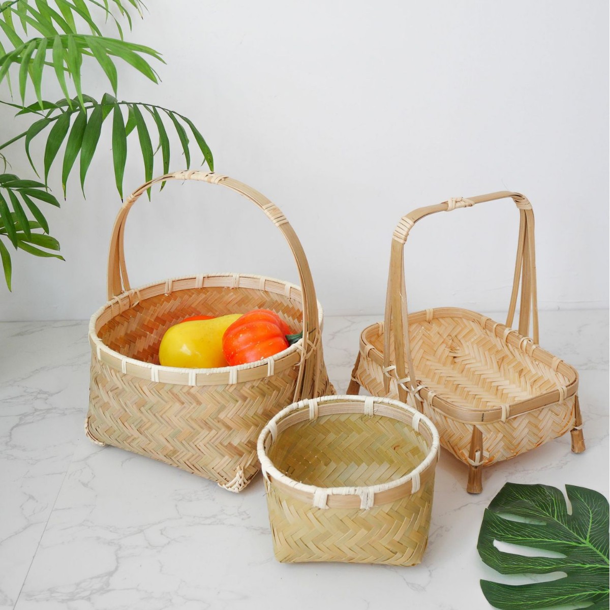 竹编手提篮结婚食盒喜事水果篮