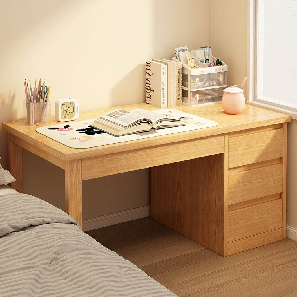 书桌卧室实木阅读桌新款学生家用学习写字桌简易带抽屉办公工作台