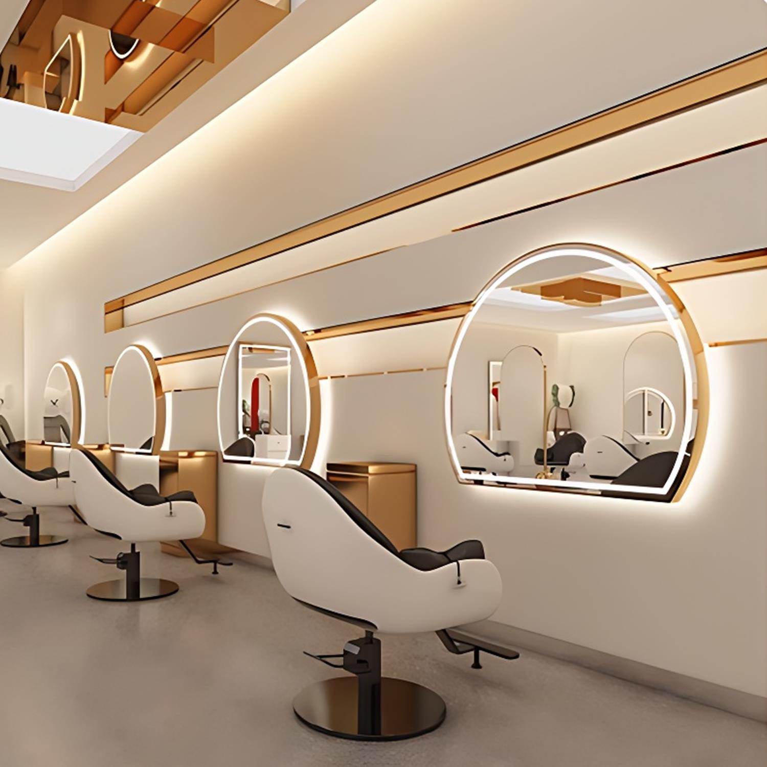 高端发廊专用挂墙带灯半圆源容日出镜美容美发烫染理容区专用镜