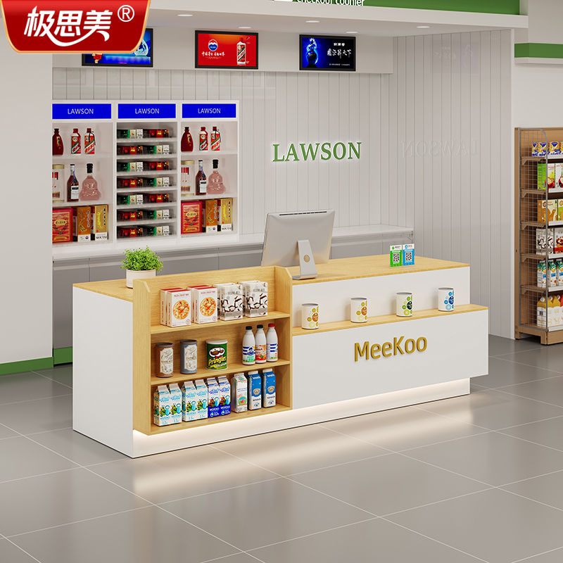 店铺小型收银柜台超市便利店柜台桌展示架饭店前台接待台小卖铺吧