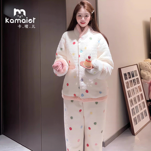 睡衣女2026冬季新款温柔气质清新加厚绒柔软保暖家居套装显白外穿