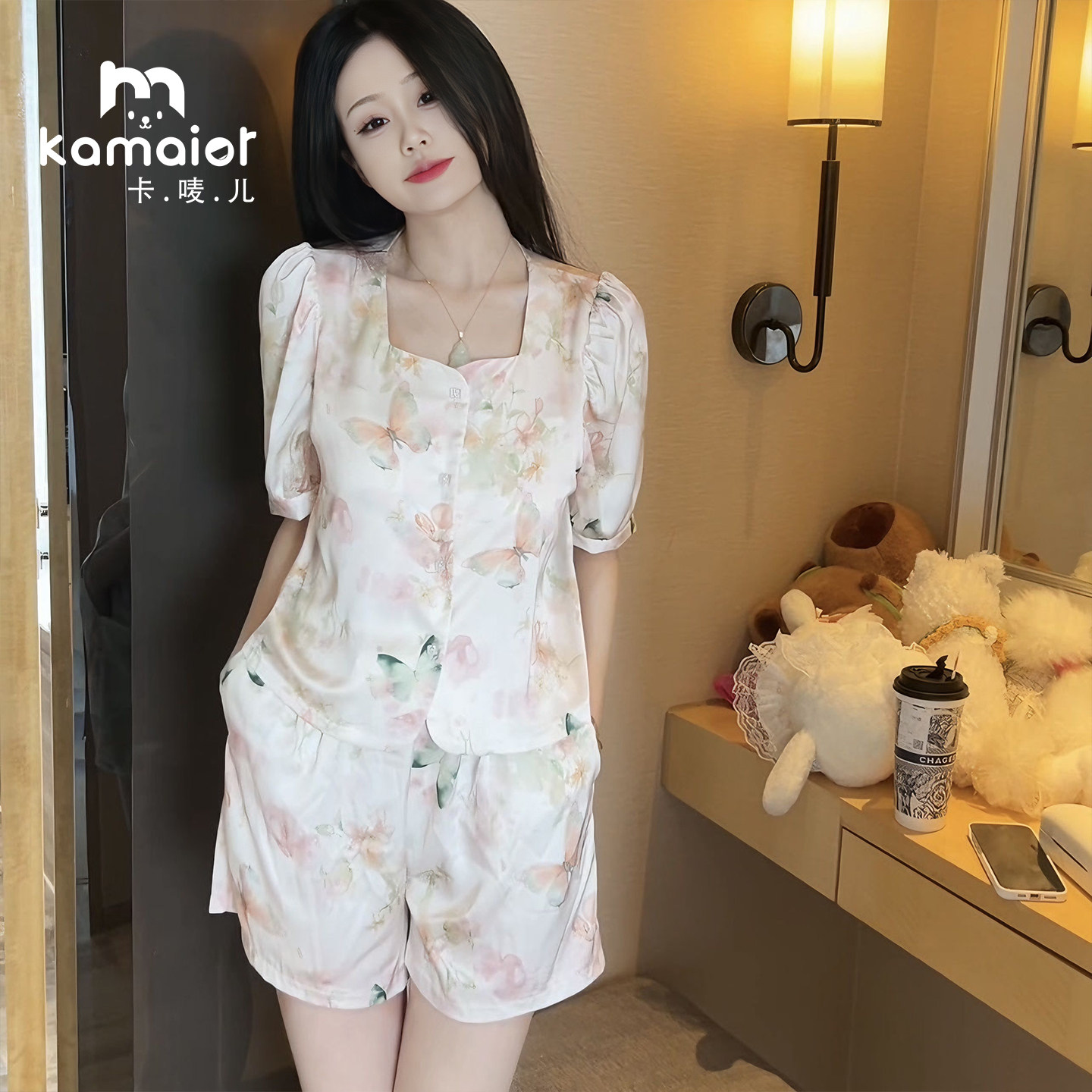 卡唛儿女冰丝2026夏季新款睡衣