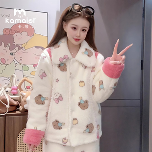 法兰绒睡衣女2026冬季加厚气质加绒保暖家居服可外穿甜美韩版时尚