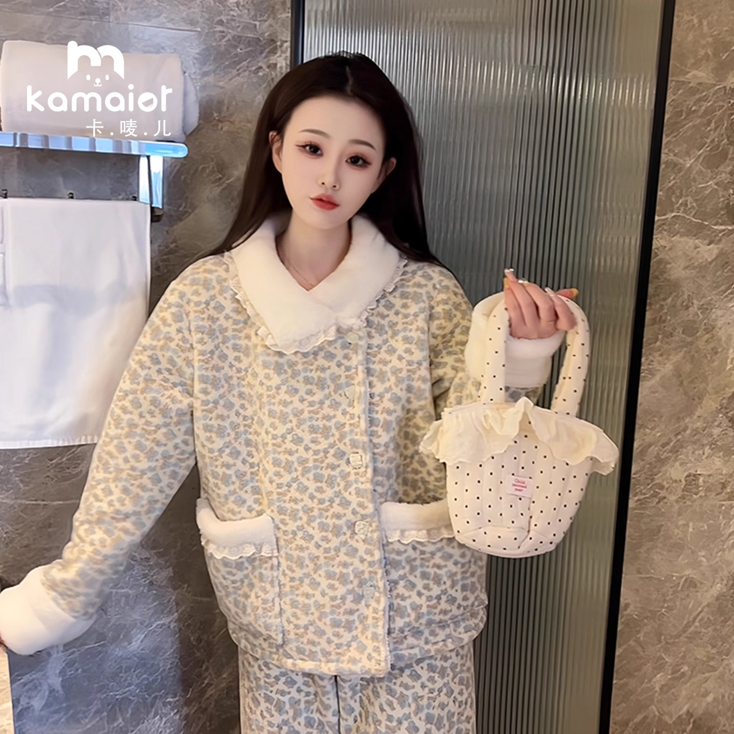 珊瑚绒睡衣女2026冬新款保暖加绒超厚可爱休闲亲肤家居服长袖外穿