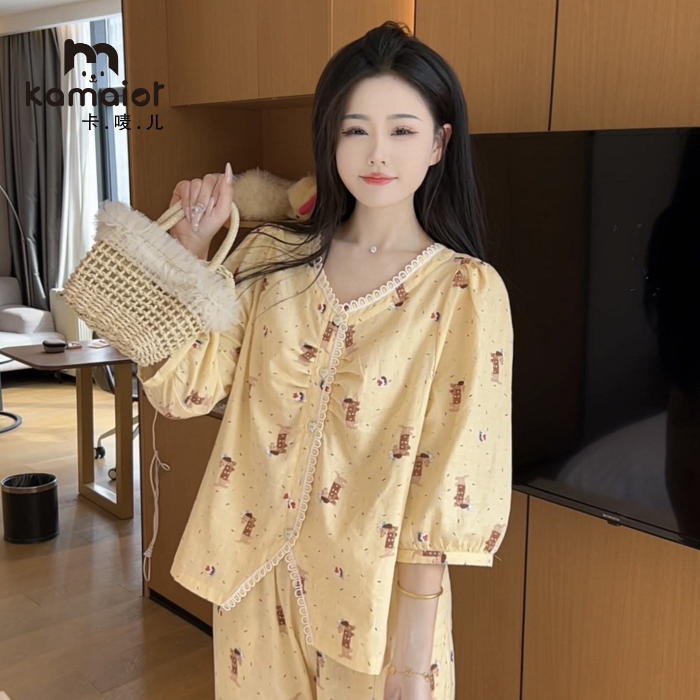 睡衣女2026春季新款可爱甜美减龄休闲显瘦亲肤纯棉家居服套装外穿
