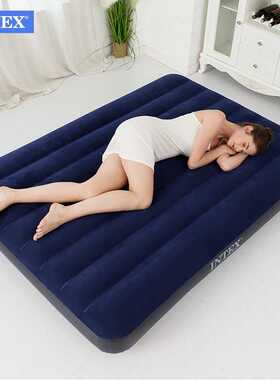 美国INTEX64756 深蓝色植毛线拉空气床单人略小 植绒充气床垫