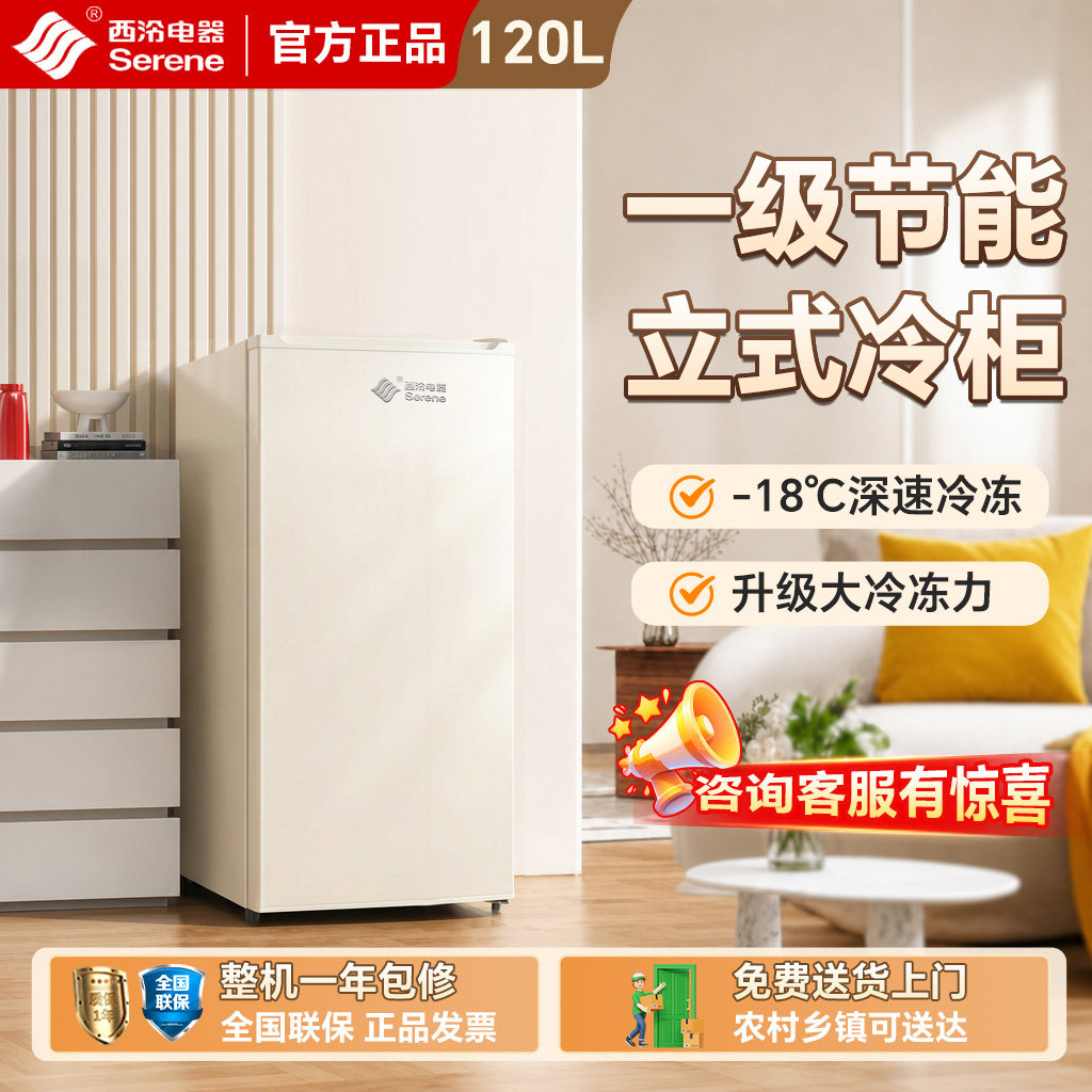 西泠立式单开门冰箱全冷冻冰柜