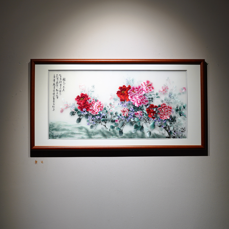 刺绣画苏绣成品客厅挂画国色天香富贵牡丹苏州手工中式饭厅装饰画图片