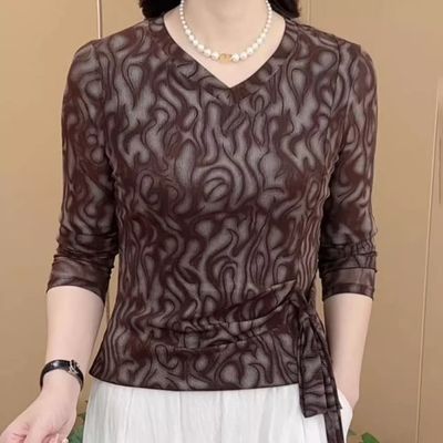 春秋新款大码V领百搭打底衫