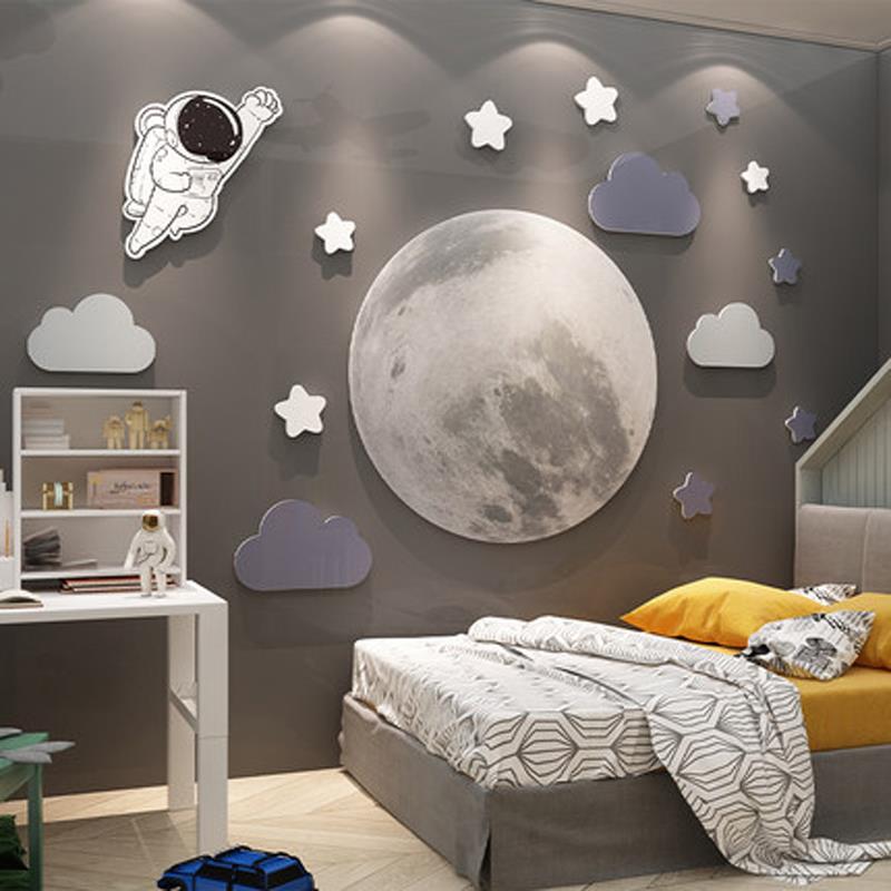 宇宙航员太空人装饰儿童小房间环创主题墙面布置男孩卧室改造背景