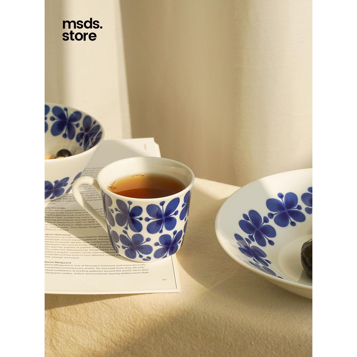瑞典Rorstrand蓝色经典蝴蝶咖啡茶杯碟马克杯盘子碗陶瓷复古餐具