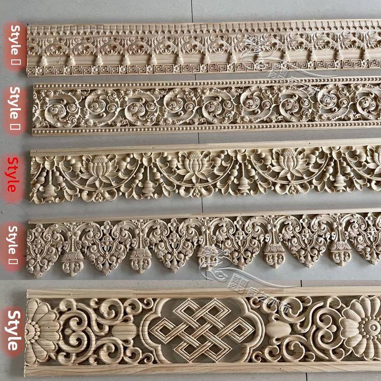 东阳木雕藏式中式和欧式客厅背景墙天花板装饰蕾丝格栅实木镂刻线