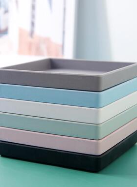 正方形托盘大号密胺塑料水杯茶杯方盘家用白色花盆收纳点心水果盘