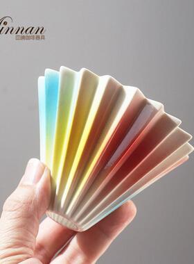 MINNAN皿喃釉下彩多巴胺渐变色手冲咖啡蛋糕滤纸专用折纸滴漏滤杯