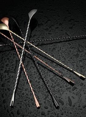 酒吧灵魂美式细螺纹水滴型系列不锈钢调酒棒长吧勺BarSpoon调酒勺