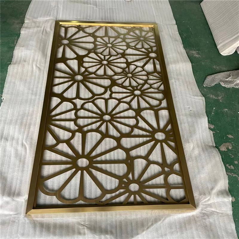 不锈钢屏风花格隔断栅栏金属激光镂空玻璃客厅玄关镂空雕花激光