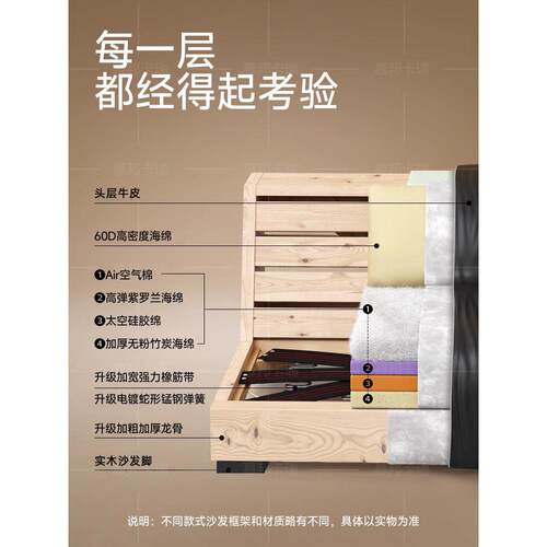 慕邦卡瑞 头层牛皮真皮沙发客厅2025新款现代简约贵妃北欧皮沙发F