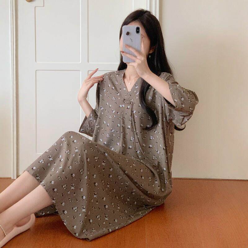 棉绸睡裙女2026新款夏季新中式国风碎花洋装宽松凉感可外穿睡衣