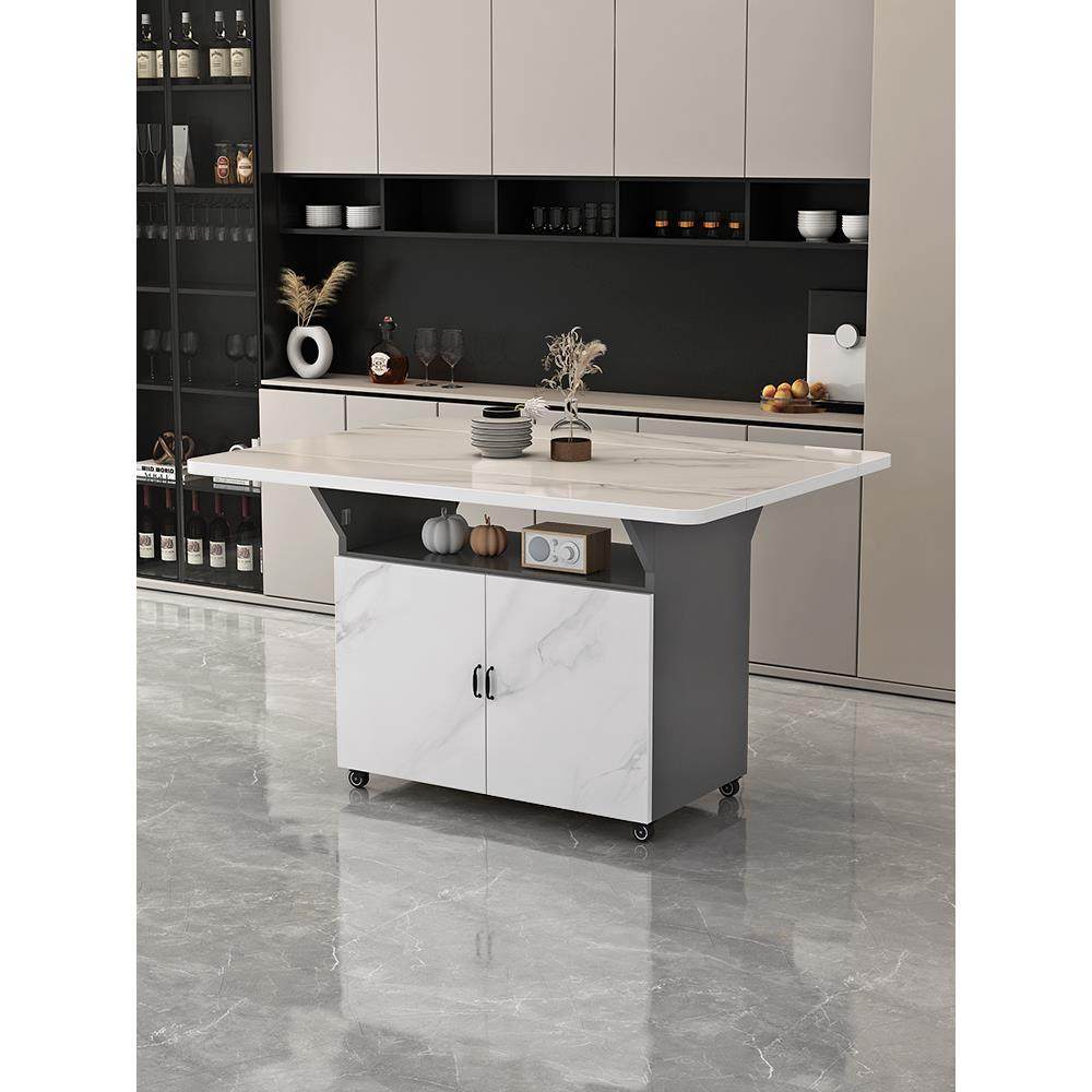 折叠餐桌多功能家用小户型可移动正方形吃饭桌子厨房客厅带抽屉柜