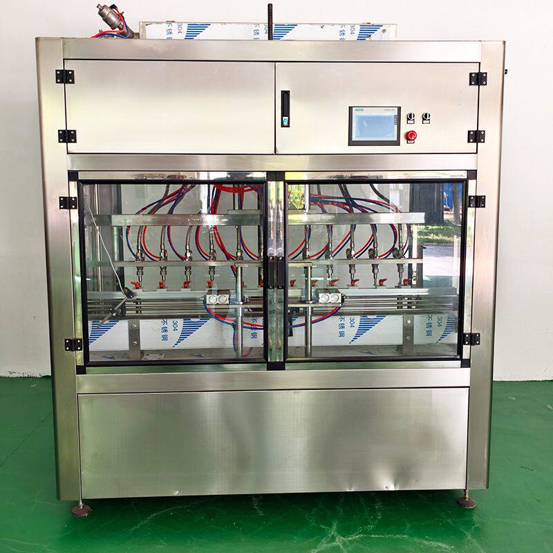 全自动十头自流式液体灌装机玻璃水油污净白酒水饮料醋罐装生产线