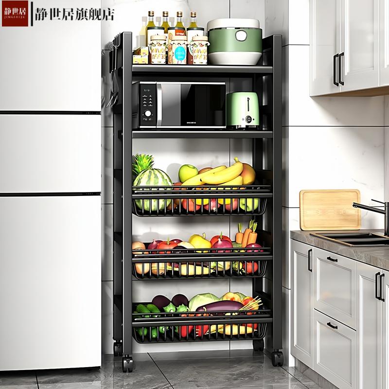 厨房置物架落地多层家用微波炉