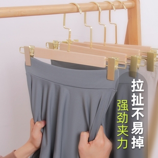 店高档裤 实木加厚伸缩防滑裤 夹子服装 子无痕裤 架木质衣架 夹家用裤