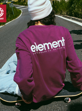 美国ELEMENT滑板圆领卫衣女街头风印花基础款套头正肩重磅上衣潮