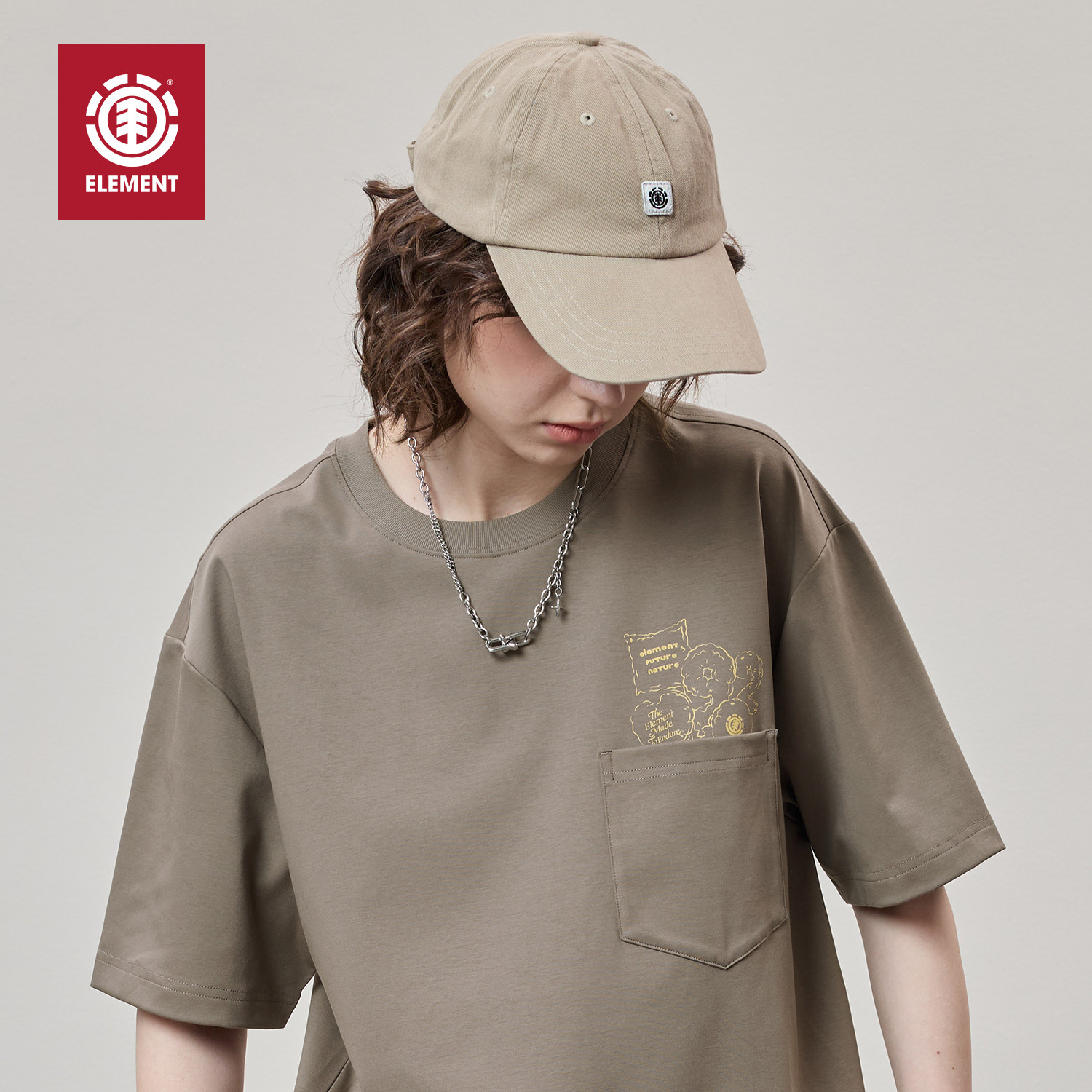 美国ELEMENT滑板短袖T恤女潮牌气球印花新疆长绒棉液氨重磅上衣