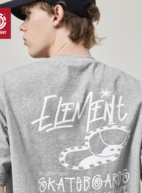 美国ELEMENT滑板短袖T恤男街头风logo涂鸦印花烫钻落肩重磅上衣潮