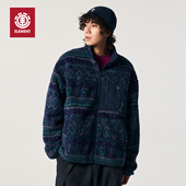 美国ELEMENT滑板夹克男深蓝色复古民族风费尔岛羊羔绒保暖外套潮