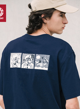 美国ELEMENT滑板运动短袖男女T恤纯棉重磅夏美式复古印花宽松圆领