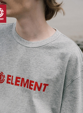 ELEMENT滑板短袖T恤男宽松复古圆领logo印花重磅休闲百搭上衣女潮