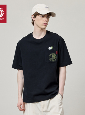 美国ELEMENT滑板&NT系列短袖T恤男黑色熊猫卡通刺绣百搭重磅上衣