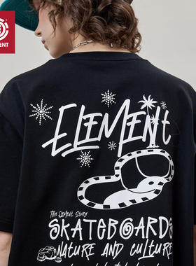 美国ELEMENT滑板短袖T恤女街头风黑色星星烫钻百搭纯棉重磅上衣潮