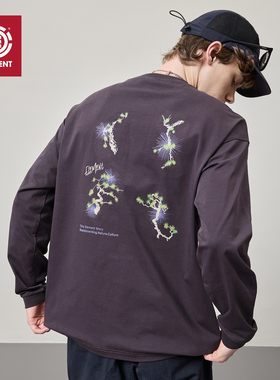 美国ELEMENT滑板长袖T恤男宽松速干抑菌湿显双层印花户外运动上衣